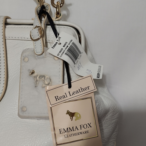 Emma Fox Newport Frame Off White and Beige Leather Satchel Crossbody - NWT - Picture 4 of 14